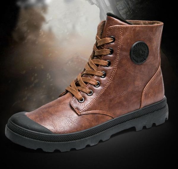 

новые мужские ботинки ботинки британских высокие верхние ботинки работать обувь паладин кроссовки мужчины кожаные zapatillas a70, Black