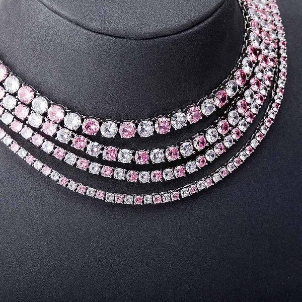 

2020 new chic chains two-tone zircon woman tennis chain hip hop jewelry for man necklace tennis chain, Silver