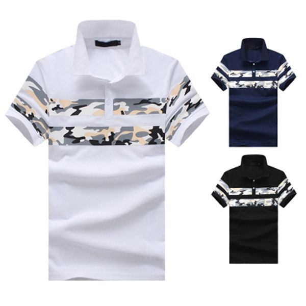 

2020 summer men's brand fashion design casual slim camouflage breathable men's cotton short-sleeve shirts, White;black