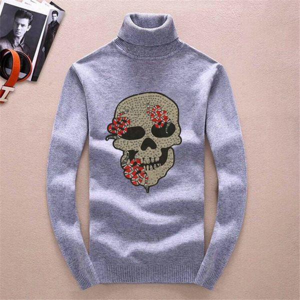 

autumn letters embroidery skull snake mens women sweaters fashion men new arrival pullover sweatshirt men clothing size -2xl, White;black