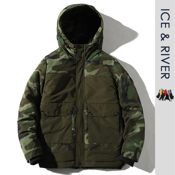

men 2020 winter autumn hip hop new camouflage hooded jacket parkas men outwear fashion thick warm waterproof pockets parkas, Black