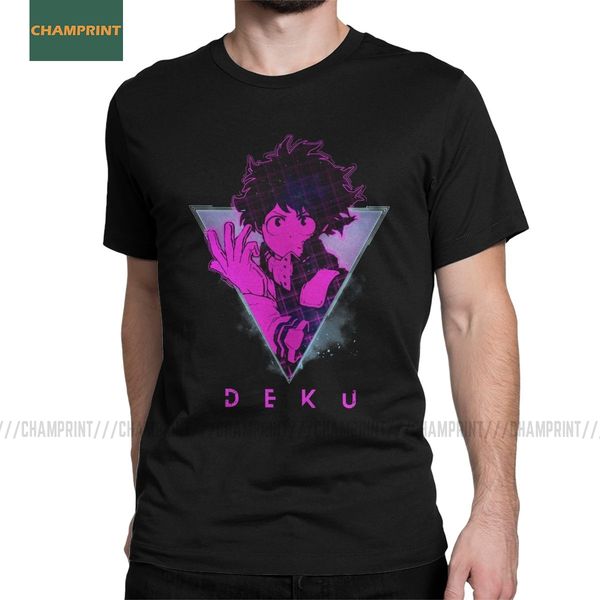 

men deku retro 80s my hero academia izuku midoriya t shirts manga bakugo anime cotton short sleeve tee shirt plus size t-shirts
