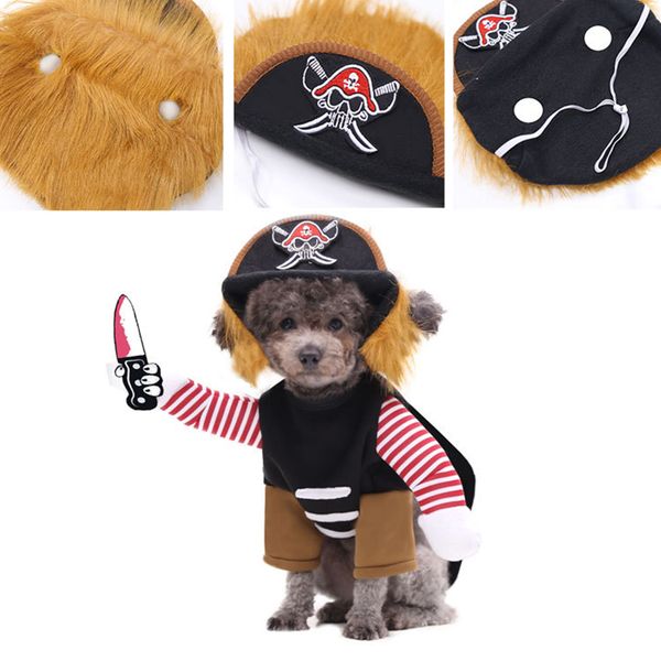 

warm pet dog clothes two legs pirate pattern halloween costume festival daily
