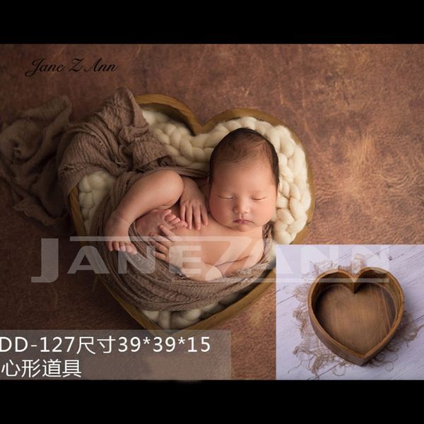 

jane z ann newborn baby pgraphy love heart wooden basket props handmade studio shooting accessories 3 colors 39x39x15cm, Yellow