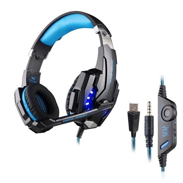 

kotion each g9000 7.1 surround sound gaming headset 3.5mm computer game headphone with mic led light for tablet pc ps4 phones 10pcs/lot