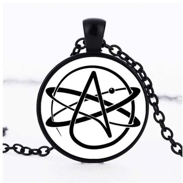 

atheist symbol p cabochon glass chain necklace,charm creative women pendants fashion jewelry accessory,friend gifts, Silver