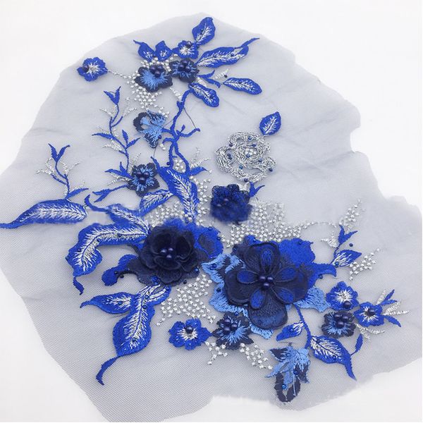 

lace fabric for clothes 3d embroidery applique beaded flowers tulle rhinestone
