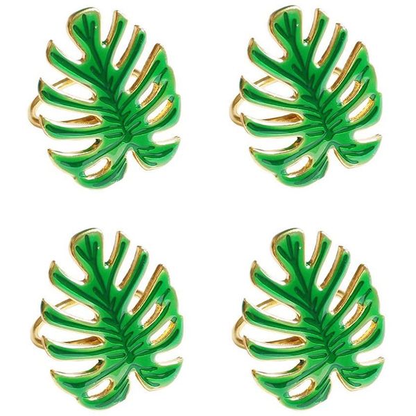 

a set of 4 napkin rings, green leaf napkin holder, can be used for dinner, wedding, family party or daily use