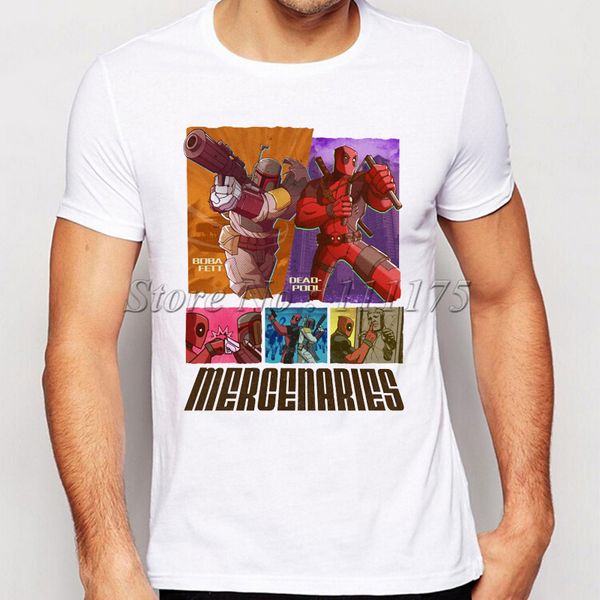 

2019 mercenaries deadpool boba fett printed t-shirt for men round neck short sleeve t shirt fashion tees