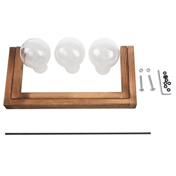 

vases plant terrarium with wooden stand glass vase holder for home decoration,scindapsus container (3 terrariums)