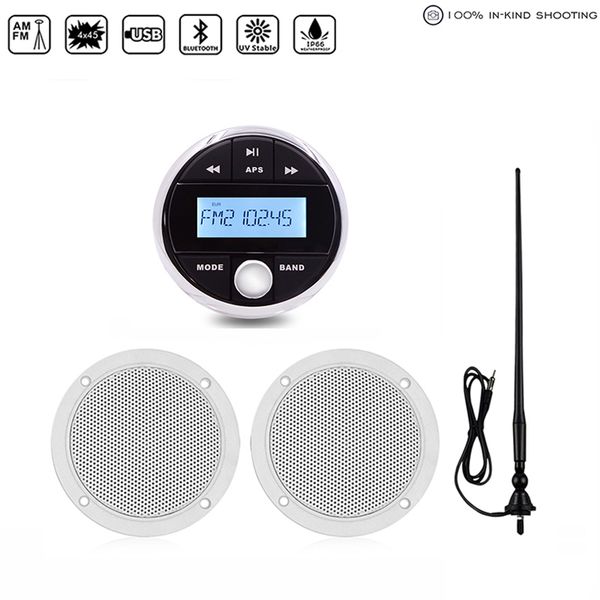 

marine bluetooth stereo audio radio receiver mp3 player for pool yacht atv motorcycle+4" waterproof marine speaker+fm am antenna car