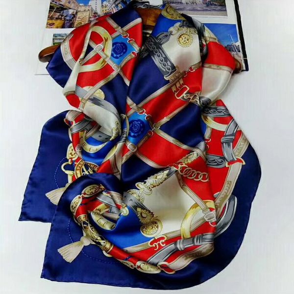 

female 100% silk 110cm square scarf silk satin shawl wrap buy 1 lot get get 1 lot #4138, Blue;gray
