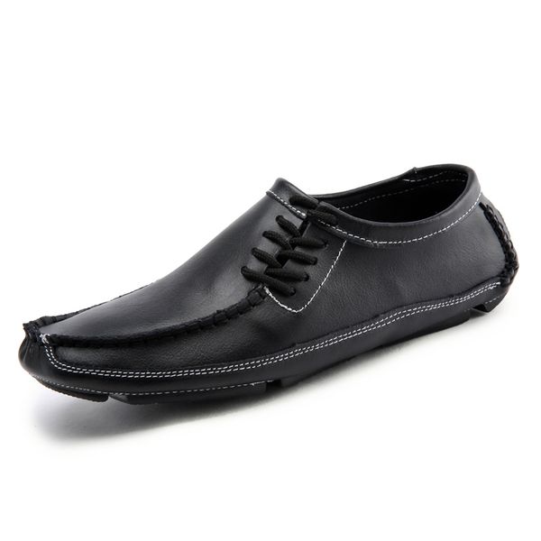 

new men's casual shoes italian spring autumn mens loafers soft leather moccasins breathable slip-on boat shoes sneakers 38-47, Black