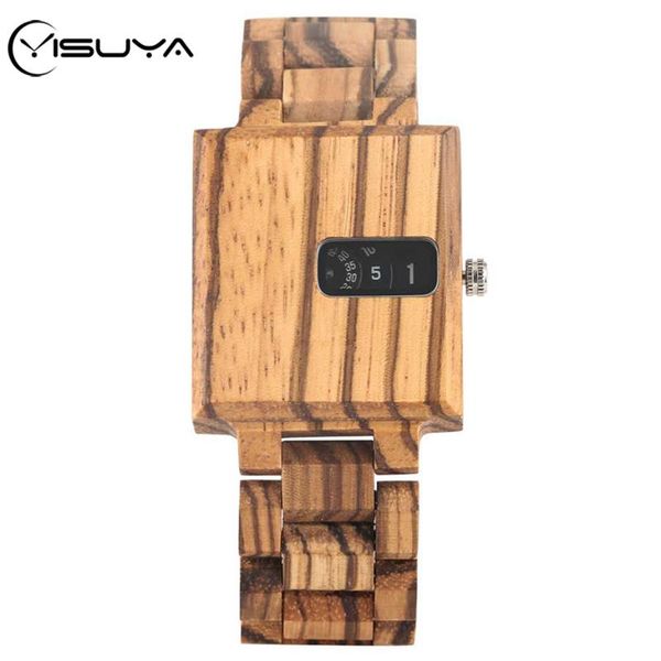 

yisuya zebrawood rectangle watch turntable watches for men creative display full wooden clock quartz watch luxury men clock, Slivery;brown