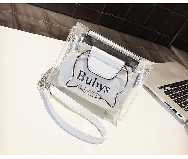 

wxfbbaby high-quality pvc jelly shoulder bag new spring summer new shopper bag westerntransparent womens kity cat sling