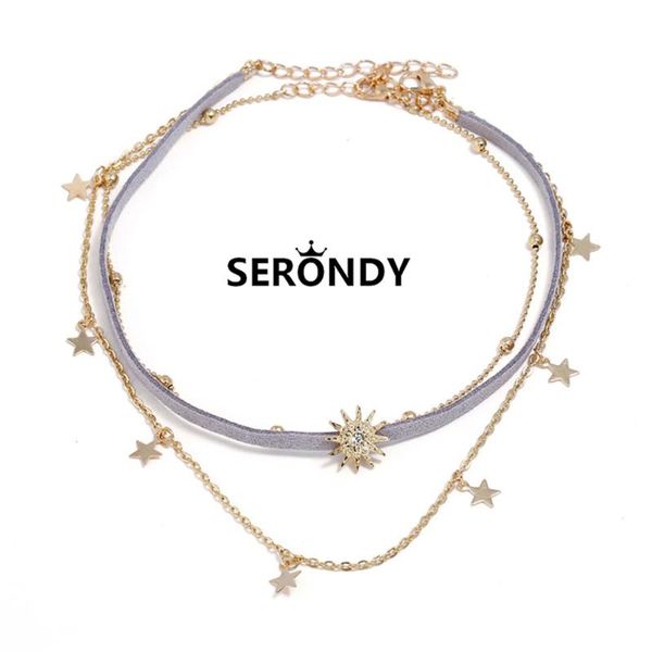 

chokers alloy sun star boho chains choker necklace for women jewelry collares friends novel gift chain on the neck aesthetics xl10112, Golden;silver