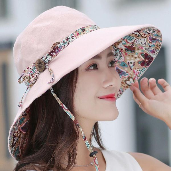 

wide brim hats cotton packable fisher lady uv protection summer caps women casual fashion sun hat visors fishing floppy, Blue;gray