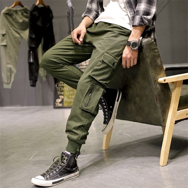 

plus size multi-pockets cargo pants men streetwear baggy jogger pants ankle-length harem pants 6xl 7xl 8xl, Black