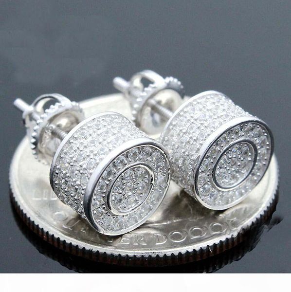 

2017 9mm round dots mens women jewelry fashion micro pave cubic zirconia bling bling iced out cz small s hiphop earring, Golden;silver