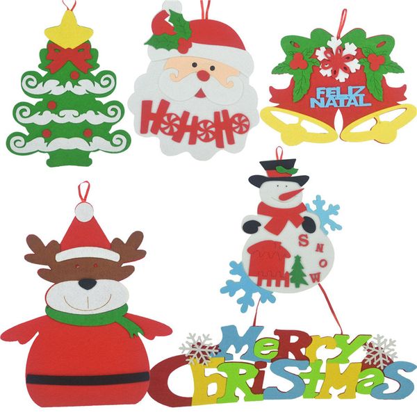 Рождественские украшения Подвески нетканая ткань Xmas Орнамент висит Санта-Клаус Снеговик Рождественские кулоны T9i00625
