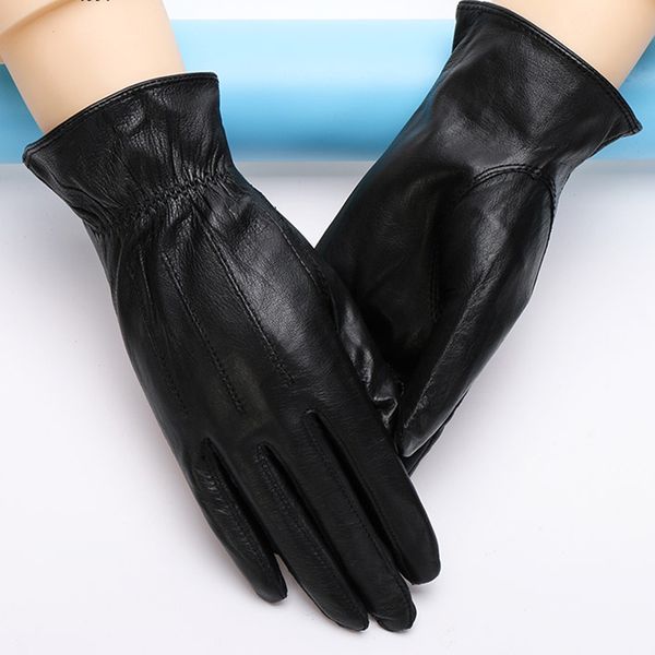 

2020 genuine leather gloves female spring autumn thin style smooth nylon lining black woman' sheepskin gloves tu5803, Blue;gray