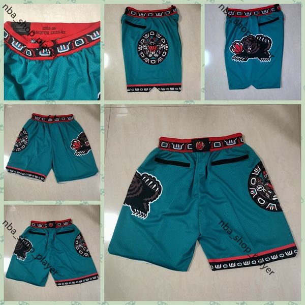 

men memphis grizzlies shorts just don pocket basketball shorts stitched 1995-96 green pocket lining mesh sports pocket sweatpants 1, Black;red