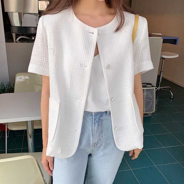 

2020 summer women coat elegant short sleeve single breasted vintage ladies jacket vintage ropa mujer outfits for women, Black;brown