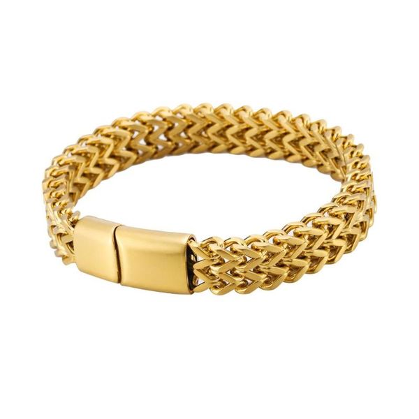 

mens нержавеющей стали текстуры браслет золотой серебряный цвет hip hop 22см длиной цепи ссылка браслеты ювелирные подарки, Black