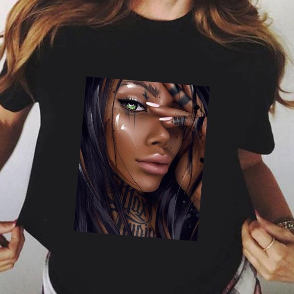 

women's t-shirt 2021 black girl short sleeve harajuku tshirt t-shirts magic gothic steetwear,drop ship, White