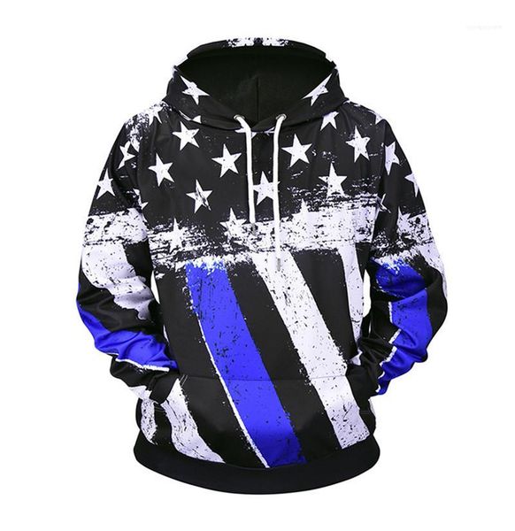 

pocket designer hoodies sports style hommes hoodies plus size mens hoodies american flag printed side seam, Black