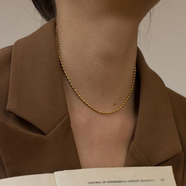

titanium with 18k gold beaded chains pave choker necklace women stainless steel jewelry runway gown hiphop rare glam japan ins, Silver