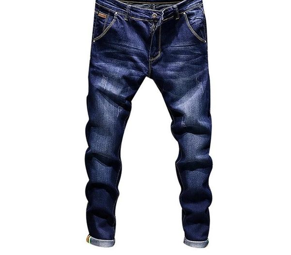 

wenyujh fashion skinny jeans mens straight dark blue 2018 autumn new mens casual biker denim jeans male stretch trouser pants y19060501