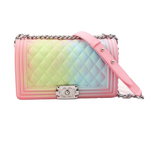

new fashion small mini crossbody shoulder bags for women dazzling trend designer luxury ladies messenger bag chain pvc jelly bag