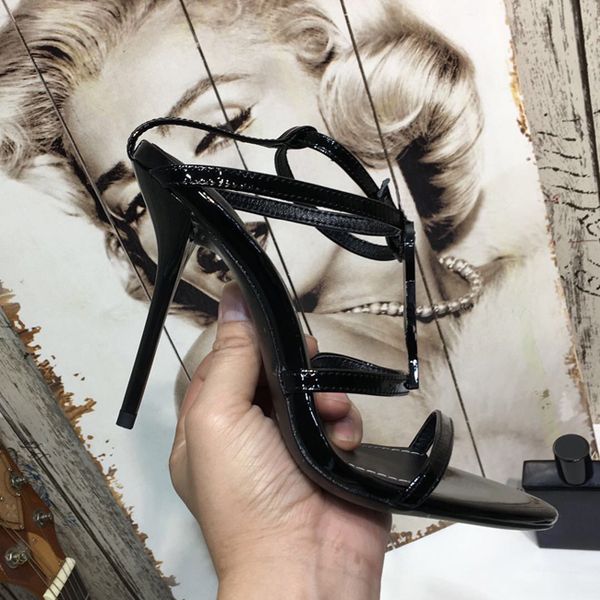 

women party shoes .5cm high heels high thin heels black genuine leather pointed toe pumps spring summer dress shoes letter heels sandals