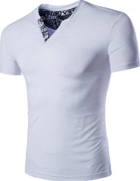 

breathable male teenager designer mens slim t shirt casual solid inverted triangle summer clothes fashion, White;black