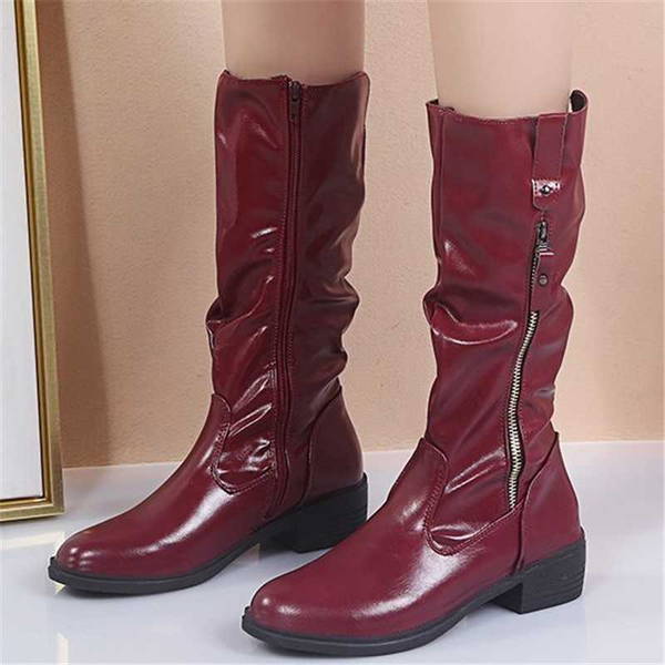 

2020 new autumn winter leather women boots anti-slip wear-resistant fashion russian style shoes large size 35-43, Black