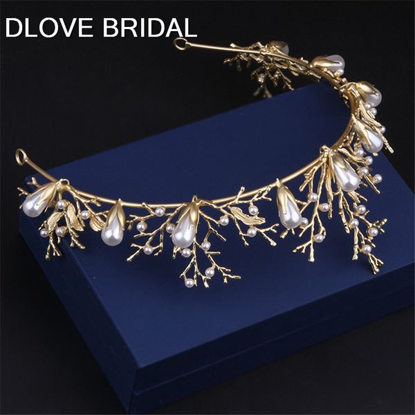 

hair clips & barrettes design gold bridal tiara pearl wedding party accessory, Golden;silver