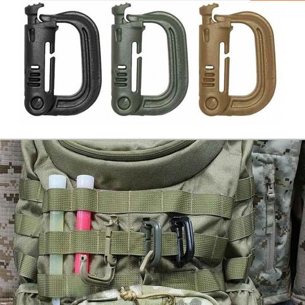 

2pc molle tactical backpack carabiner outdoor plastic edc shackle carabiner practical abs snap d-ring clip keyring locking ring