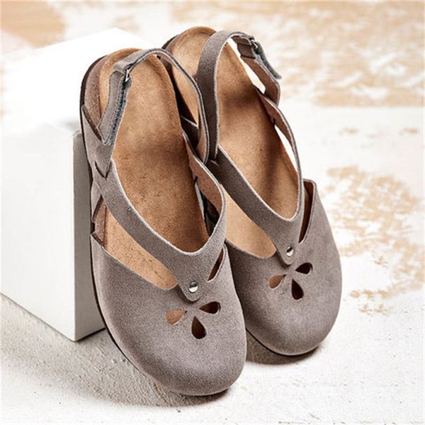 

women shoes summer 2020 new retro rome samdals hollow out casual flat shoes solid color comfortable beach sandals ladies, Black