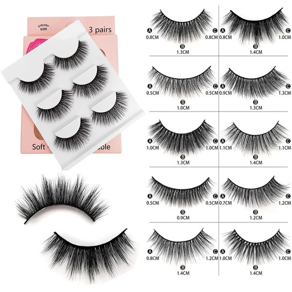 

false eyelashes 3d soft mink lashes 3 pairs handmade natural long eyelash makeup extension tools cilios sztuczne rzesy