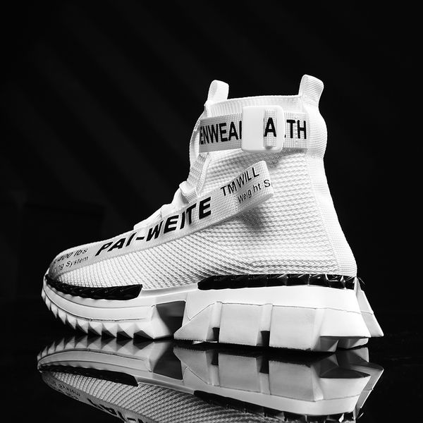 

autumn men sneakers high big size men's white sports shoes platform slip on male running shoes breathable man sport shoe h5
