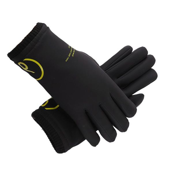 

five fingers gloves full finger sunscreen men' high elastic thermal touch screen mittens lady outdoor winter warm fleece, Blue;gray