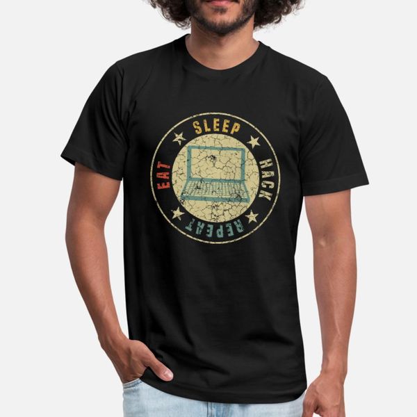 

eat sleep hack t shirt men customized 100% cotton s-xxxl slim anti-wrinkle comical spring autumn vintage shirt