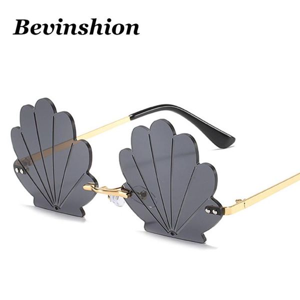 

new 2020 trendy sunglasses brand design shell shape shellfish grain sun glasses women cool vintage flower eyeglasses lunettes, White;black