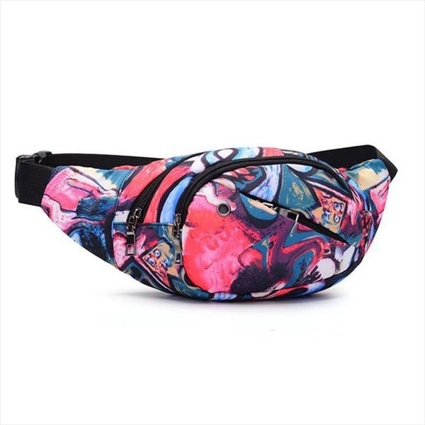 

men women waist bag flower printed chest packs pouch zipper bicycle belt bag pack outdoor fanny pack t