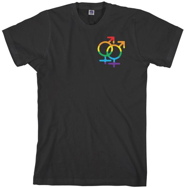 

print t shirts men threadrock men's transgender pride double sign t-shirt rainbow 100% cotton brand new t-shirts