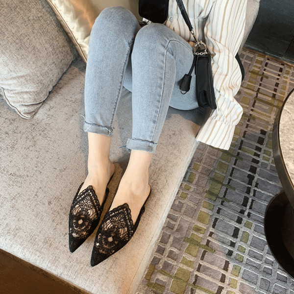 

summer new lace fashion all-match sandals, Black