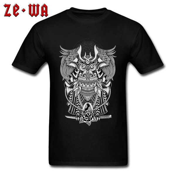 

harajuku stateliness owl samurai men tshirt 100% cotton mens short sleeve tees 2018 new coming hiphop street t shirts men