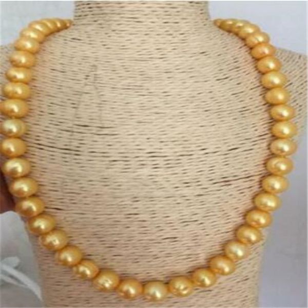 

18 "aaa 12-14 mm mer du sud naturel collier de perles d'or, Silver