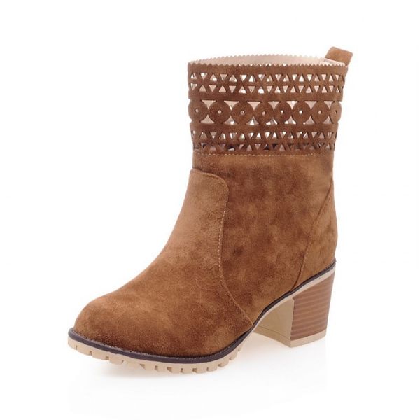 

white ankle boots brand women's shoes booties woman 2020 high heels round toe low fashion rubber stiletto ladies cotton, Black